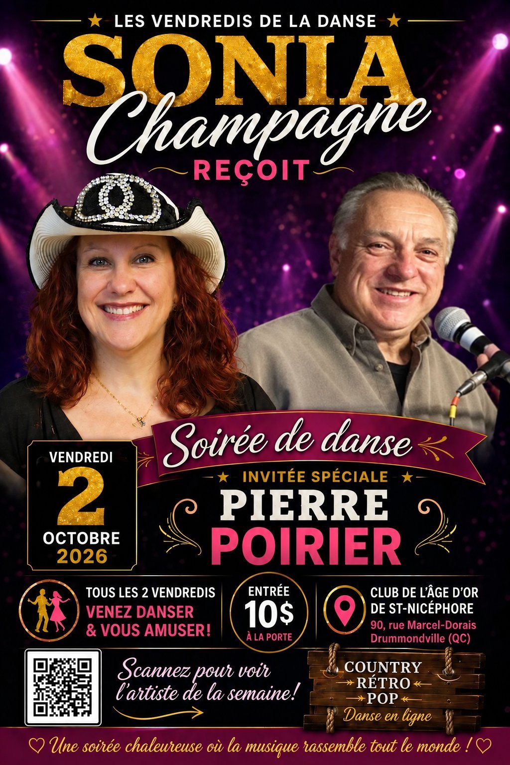 Vendredi danse avec Sonia Champagne, invitée spéciale Pierre Poirier